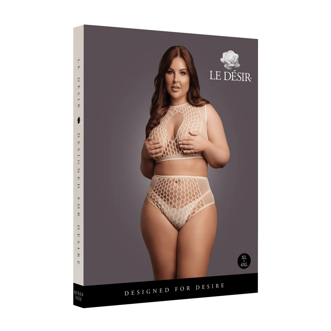 DES027BEGOSX-2 Dessous Set mit Netzeinsätzen und Keyhole Detail für eine verführerische Silhouette - LIN – Bild 1