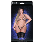 Orthia schwarzes Set aus Imitat Netzstoff mit BH und G String 2X