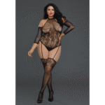 Fishnet Bodystocking mit hohem Kragen und freien Schultern für kurvige Frauen – Dreamgirl – Bild 4
