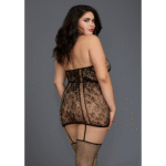 Spitzen Bodystocking mit Strumpfhaltern und Neckholder für kurvige Silhouetten | Dreamgirl – Bild 3