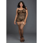 Spitzen Bodystocking mit Strumpfhaltern und Neckholder für kurvige Silhouetten | Dreamgirl – Bild 4