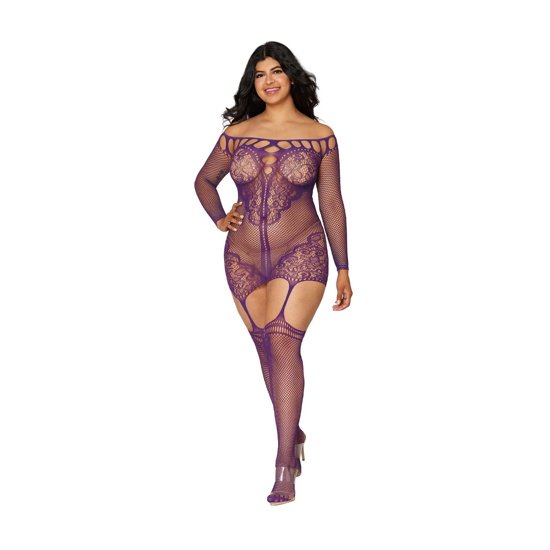 Strapsgürtel Set aus Netz und Spitze für einen verführerischen Curvy Look - Dreamgirl – Bild 2