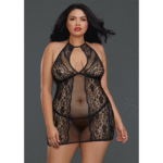 Babydoll aus Netzstoff mit Spitze und Cut out für kurvige Silhouetten | SexyPlus – Bild 2