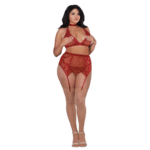 Dreamgirl Set aus Netzstoff und Spitze mit vier Teilen