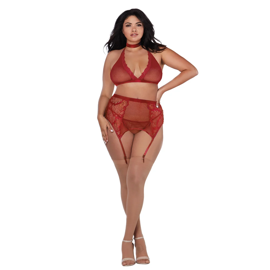 Dreamgirl Set aus Netzstoff und Spitze mit vier Teilen – Bild 4