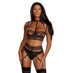 Dreamgirl gestreiftes Lingerie Set mit Strapsgürtel – Bild 6