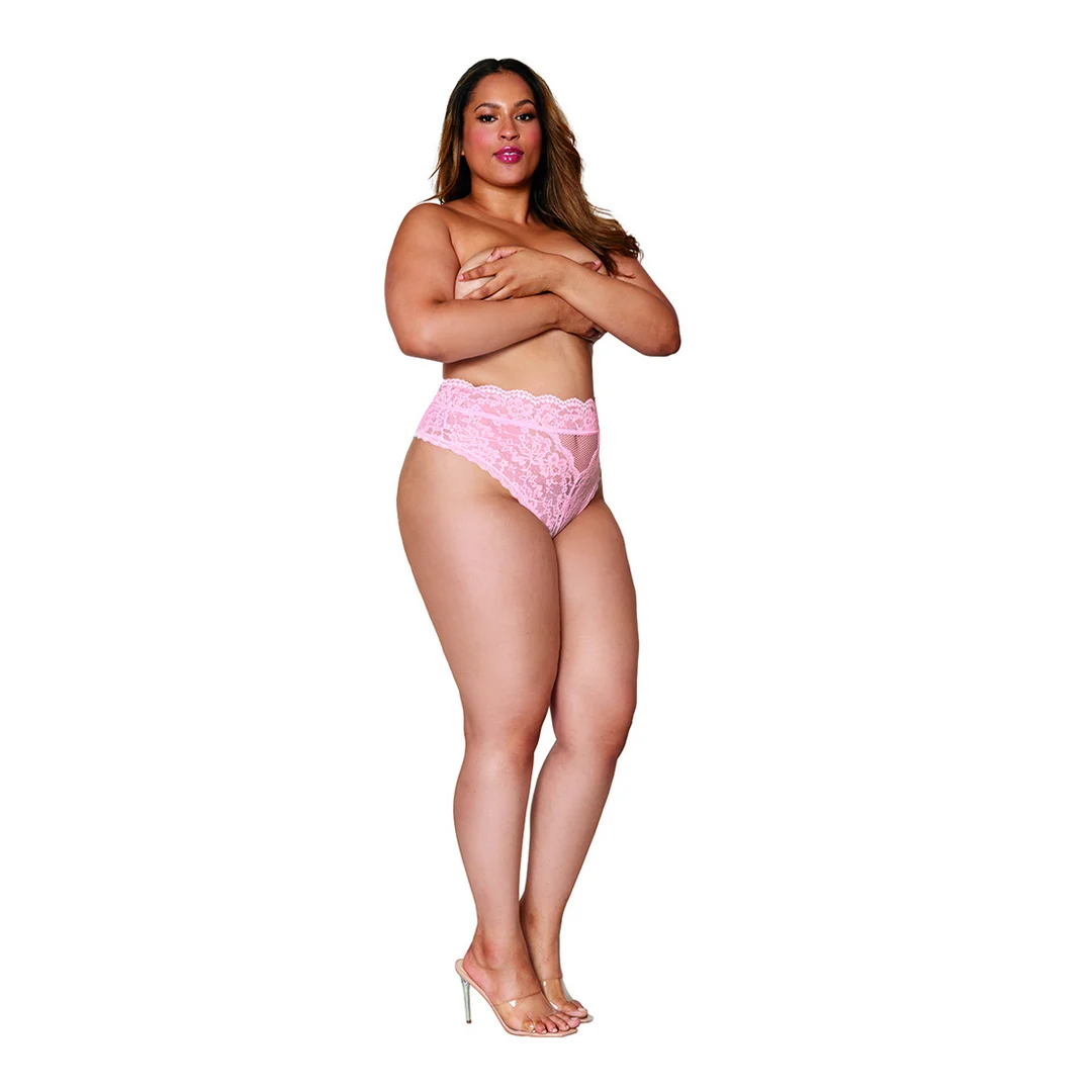 Dreamgirl hoch geschnittener Spitzen Slip in Rosa – Bild 24