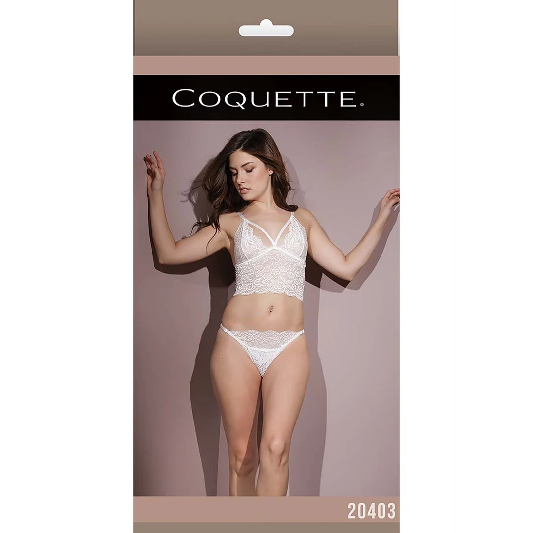 20403WHT-OS-2 Coquette Bralette und Slip mit offenem Schritt – Bild 1