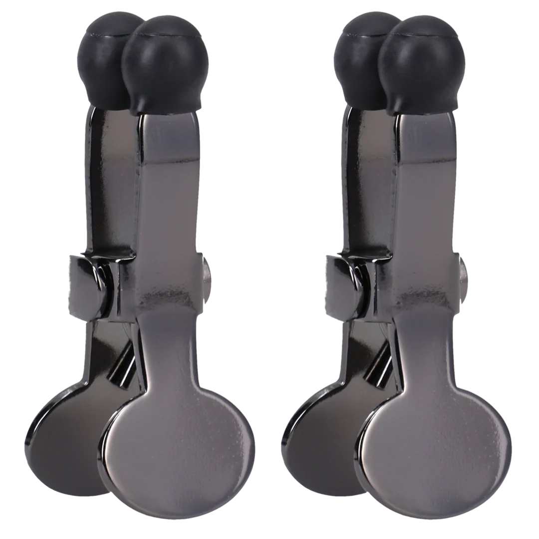 BDSM Nippelklemmen mit festem Halt – Nippers Edelstahl Nippelklemmen mit Silikonspitze, Schwarz – Bild 3