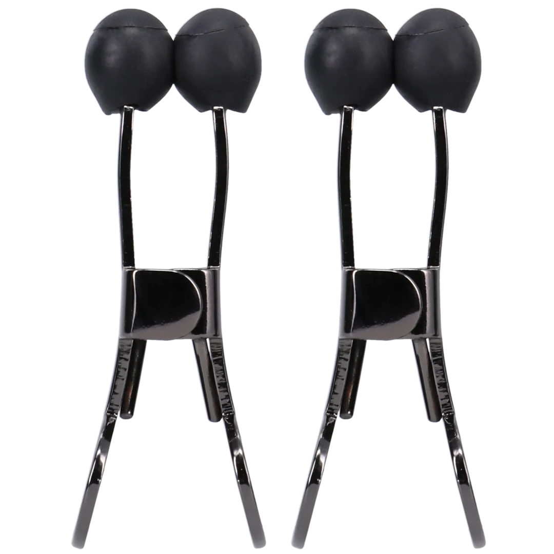 BDSM Nippelklemmen mit festem Halt – Nippers Edelstahl Nippelklemmen mit Silikonspitze, Schwarz – Bild 4
