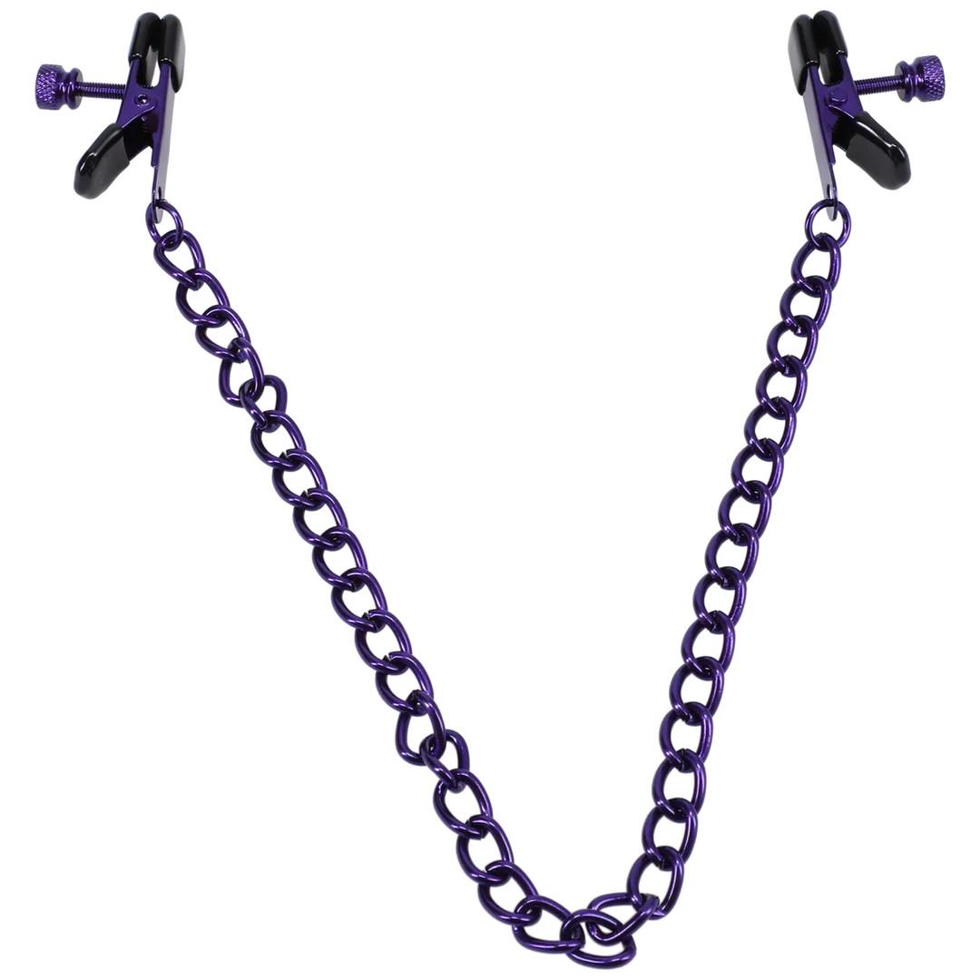 BDSM Nippelklemmen mit verstellbarem Griff | Nippelquetscher | Lila – Bild 2