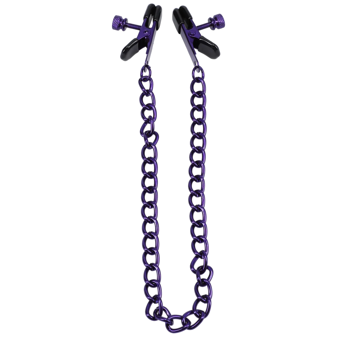 BDSM Nippelklemmen mit verstellbarem Griff | Nippelquetscher | Lila – Bild 4