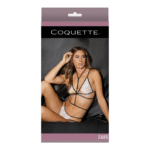 Coquette Spitzenbralette, Slip und Harness mit offenem Schritt