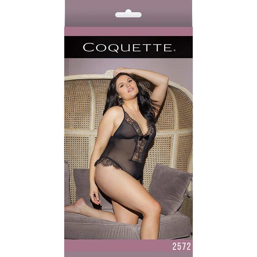 2572BLK-OSX-2 Sexy Plus Size Body mit offenem Schritt und Spitzendetails für kurvige Silhouetten – LIN – Bild 1