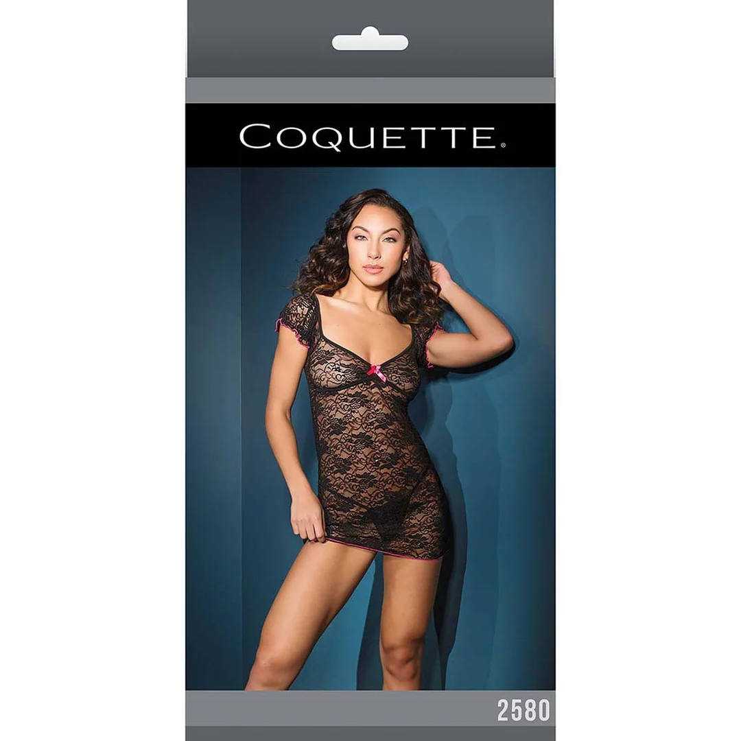 Spitzen Babydoll in Plus Size mit rosafarbenen Details und Schleife für kurvige Silhouetten – SexyPlus – Bild 6