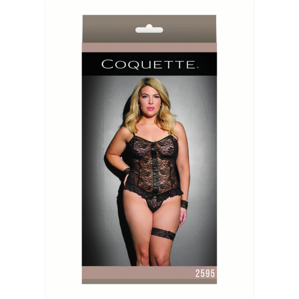 Coquette Cami Top mit G String, Schwarz, Plus Size