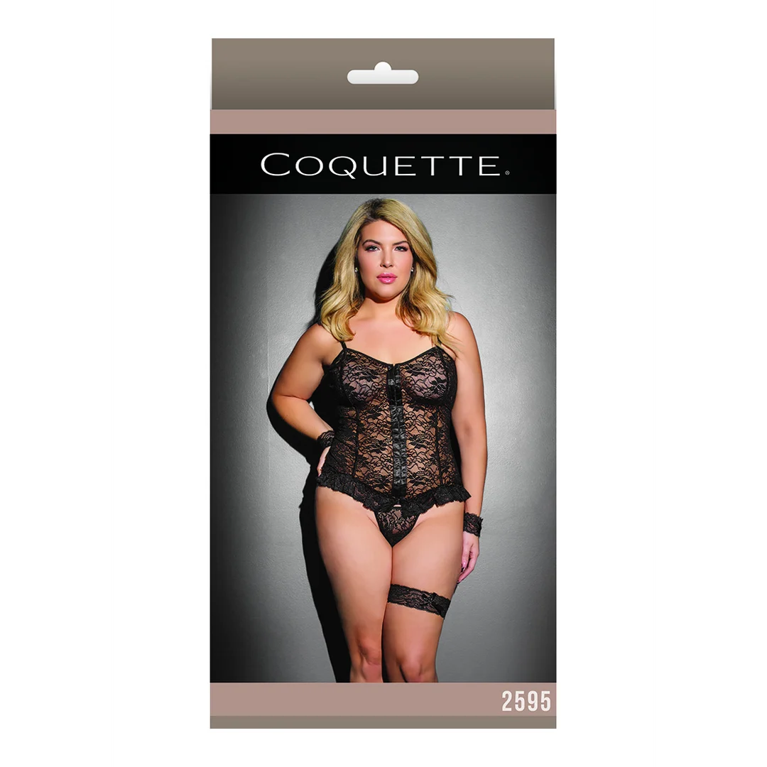 Coquette Cami Top mit G String, Schwarz, Plus Size – Bild 1