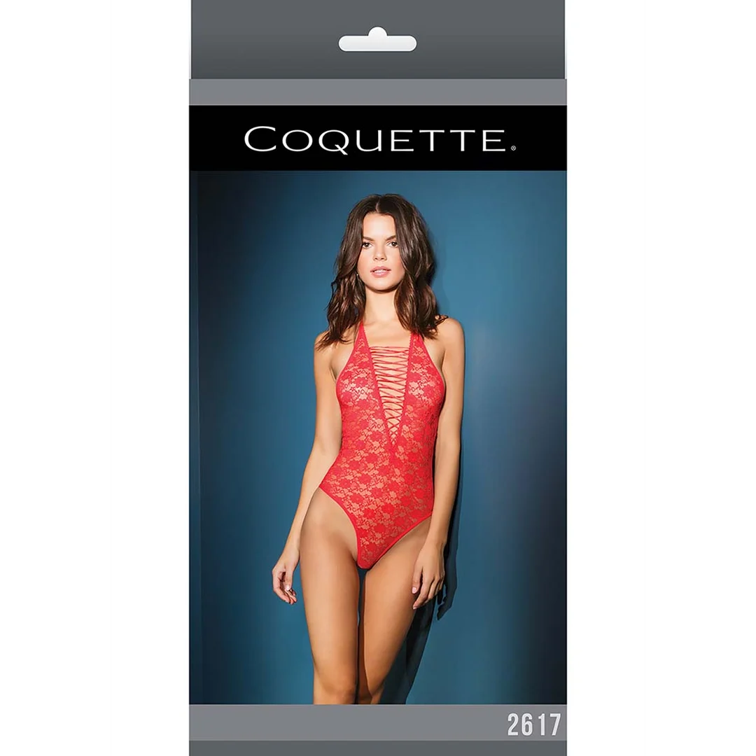 2617RED-OS-2 Roter Spitzenteddy von Coquette – Bild 1