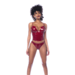 Mapalé Bustier Set in glänzendem Weinrot – Bild 2