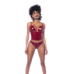 Mapalé Bustier Set in glänzendem Weinrot – Bild 4