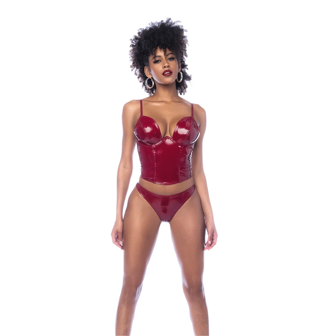 Mapalé Bustier Set in glänzendem Weinrot – Bild 6