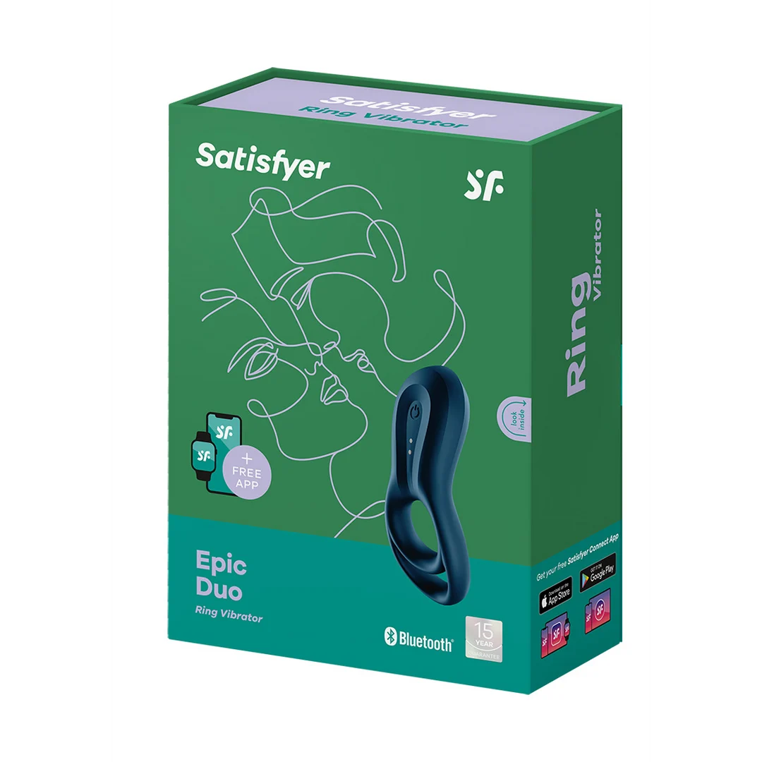 4009940-2 Vibrierender Cockring mit zusätzlicher Stimulation – Epic Duo Ring – Doppelt vibrierender Cockring – Dunkelblau – Bild 1