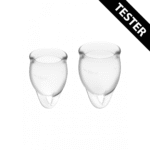 Menstruationstassen – Zweierset (15 ml und 20 ml), transparent – Tester