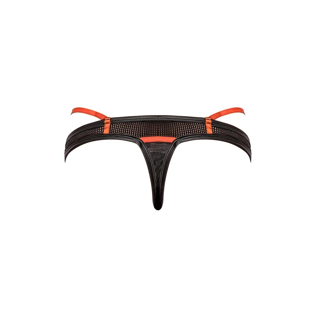 412243BKLX-5 Sexy String mit sportlichen Riemen und Netzstoff für einen athletischen Look – LIN – Bild 1