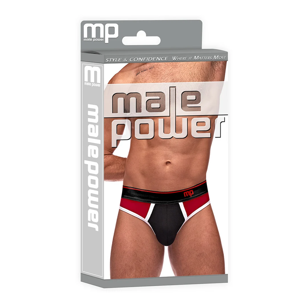 Male Power Panel Thong L/XL schwarz und rot – Bild 1