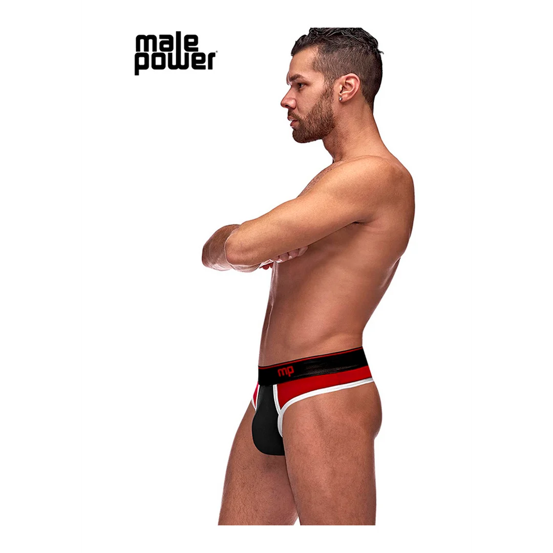 Male Power Panel Thong L/XL schwarz und rot – Bild 2