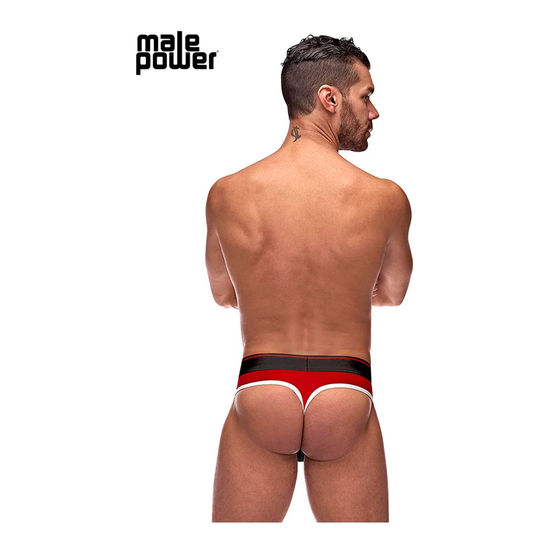 Male Power Panel Thong L/XL schwarz und rot – Bild 3