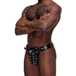 Herrenstring mit Chastity Cage und Kunstleder Pouch für einen kinky Look – Male Power – Bild 4