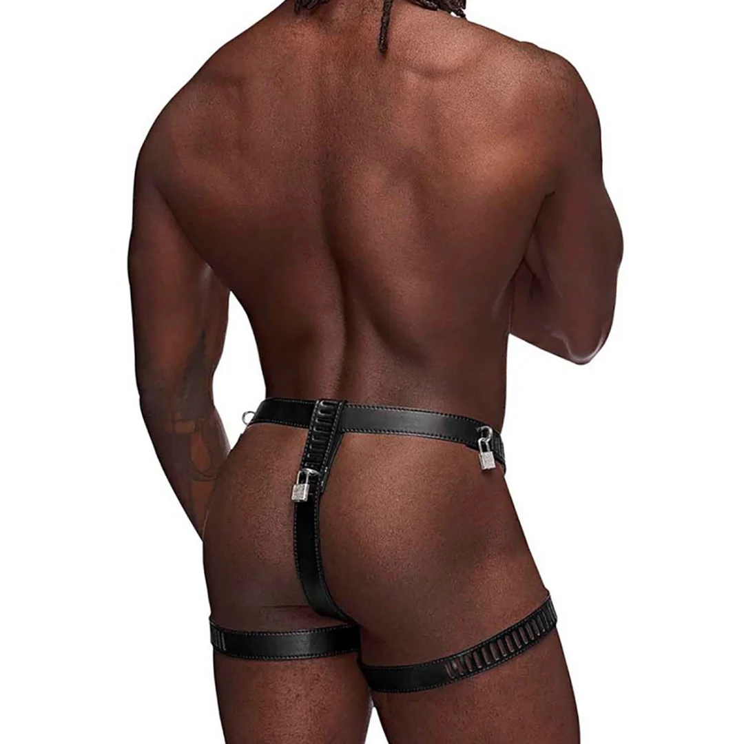 550266BK1S-5 Herrenstring mit BDSM Chastity Verschluss für einen markanten, körpernahen Look – Male Power – Bild 1
