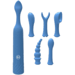 Mini Vibrator mit 6 austauschbaren Aufsätzen und 10 Einstellungen – iVibe Select iQuiver (Periwinkle/Red Velvet) Doc Johnson – Bild 2
