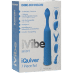 Mini Vibrator mit 6 austauschbaren Aufsätzen und 10 Einstellungen – iVibe Select iQuiver (Periwinkle/Red Velvet) Doc Johnson