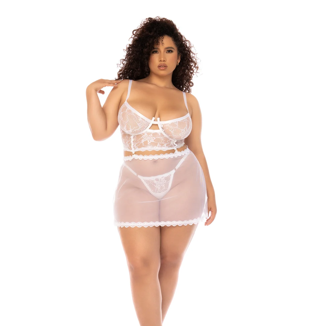 Babydoll mit Spitzenbustier und String für eine schöne Silhouette – LIN – Bild 3