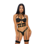 Dessous Set mit Riemen, Neckholder und Strapshaltern für einen verführerischen Look, Forplay – Bild 3