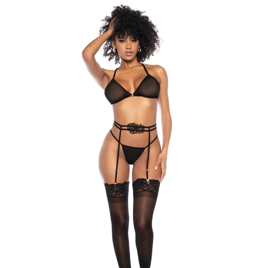 Dreiteiliges Set von Mapalé mit Mesh und gestickter Applikation – Bild 5
