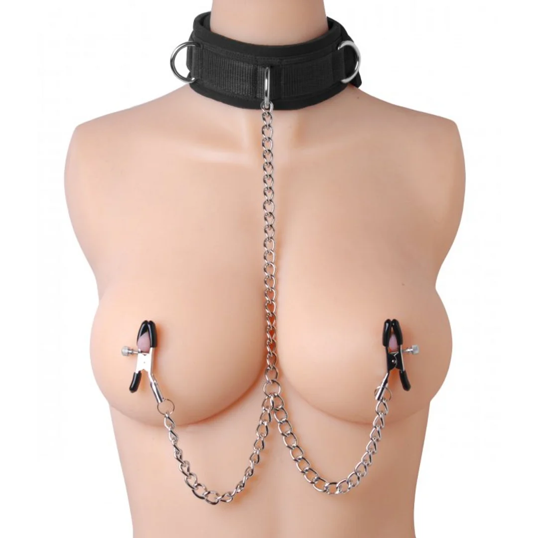 XR Brands Submission Halsband mit Brustwarzenklemmen – Bild 2