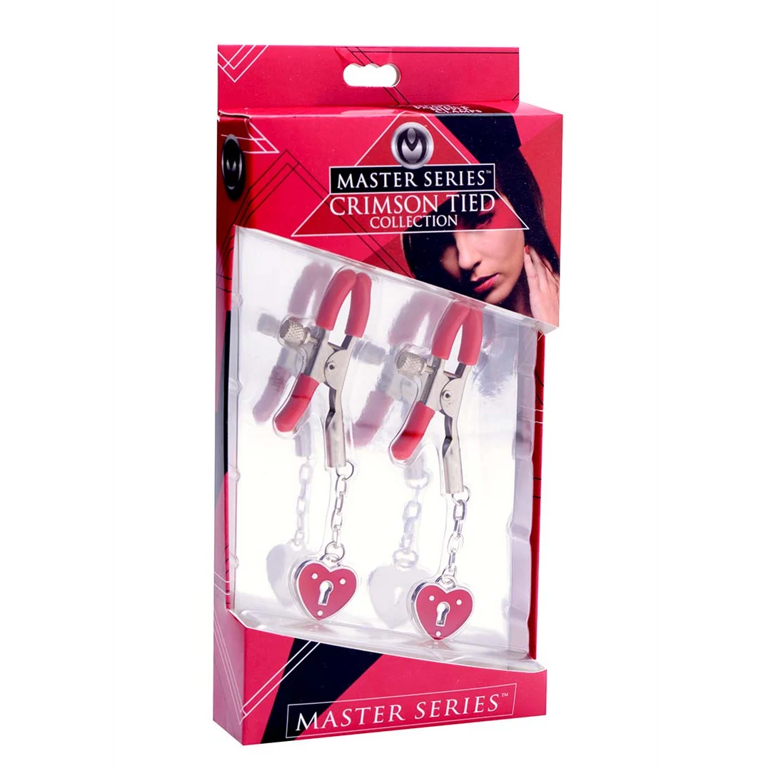 AE203-2 BDSM Brustwarzenklemmen mit regulierbarem Druck – Charmed Heart Hangslot – Bild 1