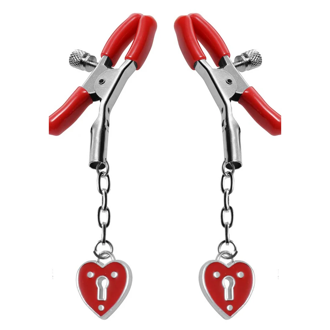 BDSM Brustwarzenklemmen mit regulierbarem Druck – Charmed Heart Hangslot – Bild 4