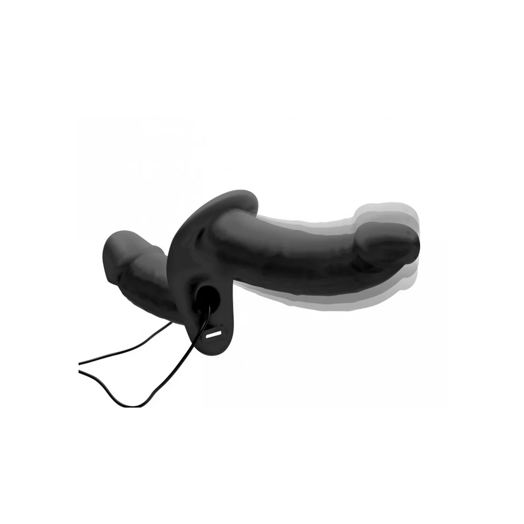 Strap on mit verstellbarem Harness – Supreme Pleasure – Vibrierender Doppeldildo mit Harness – Bild 5