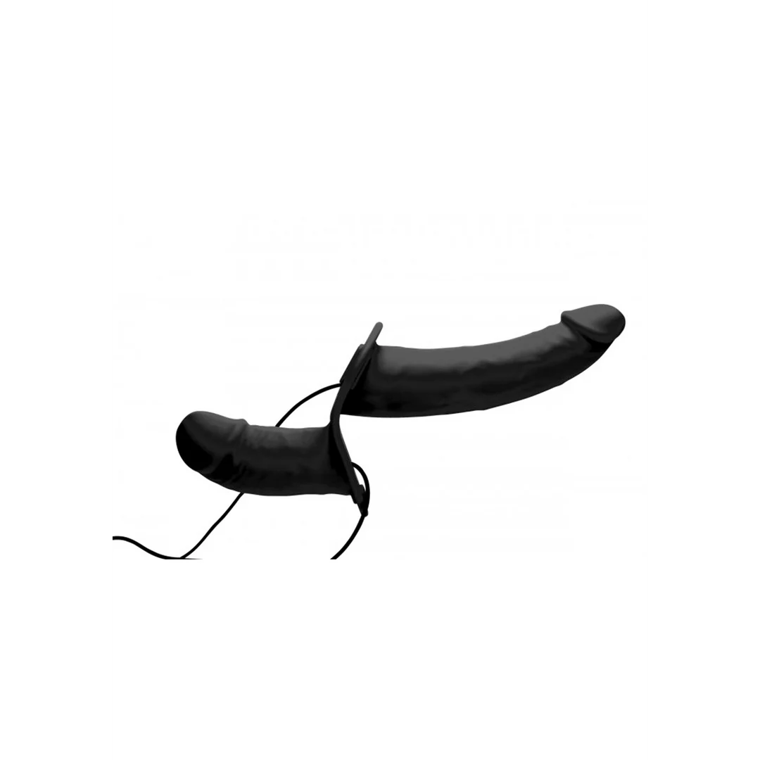 Strap on mit verstellbarem Harness – Supreme Pleasure – Vibrierender Doppeldildo mit Harness – Bild 3