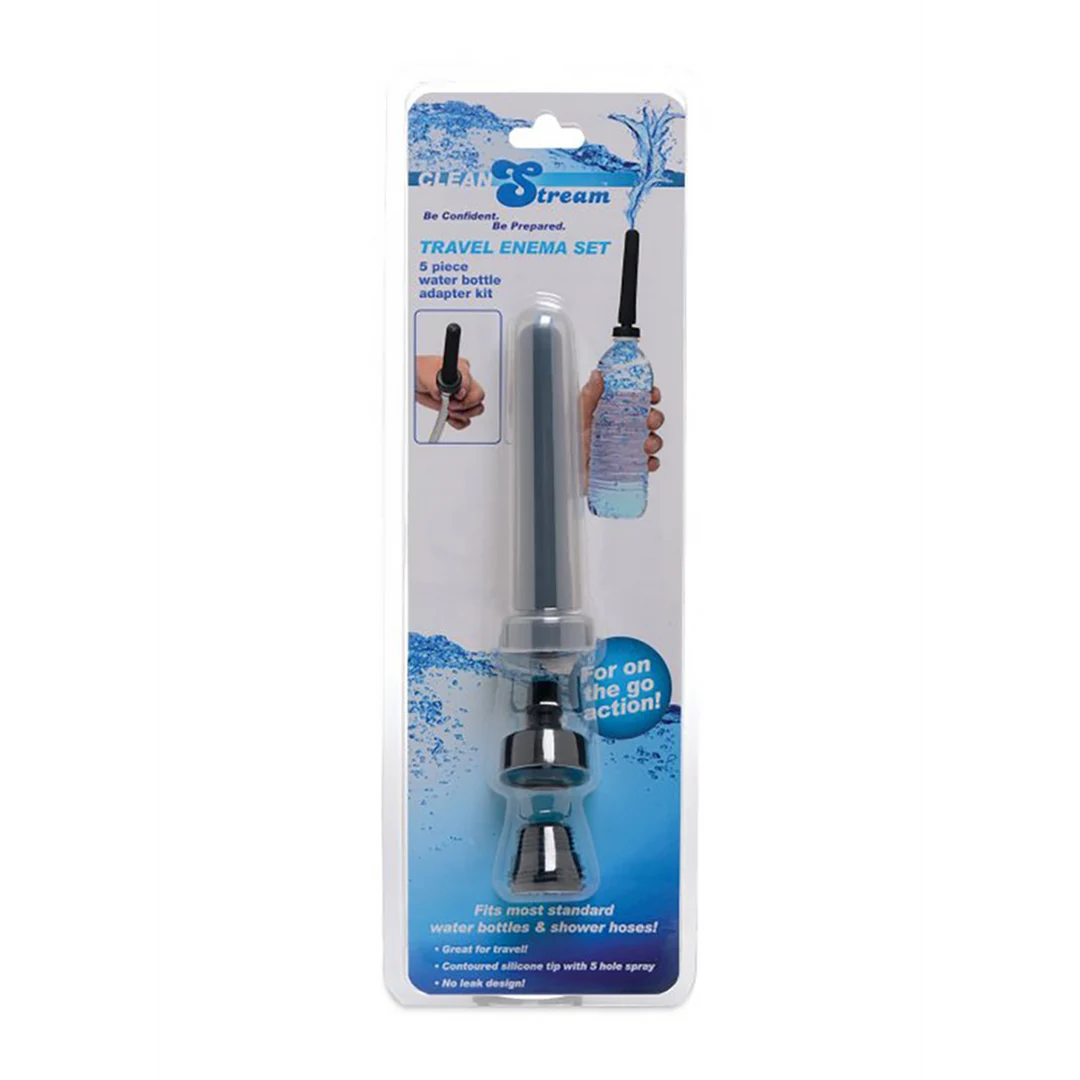 AF642-2 Anal Dusche – Travel Enema Wasserflaschen Adapter Set mit Silikonmundstück und 3 Adaptern – geschlechtsneutral – Clean Stream – 5 Teile – Bild 1