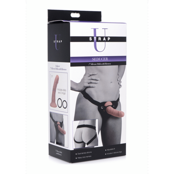 Seducer Silikondildo mit Harness, 7 / 18 cm