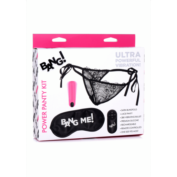 Power Panty mit Spitzenhöschen, vibrierender Kugel und Augenbinde