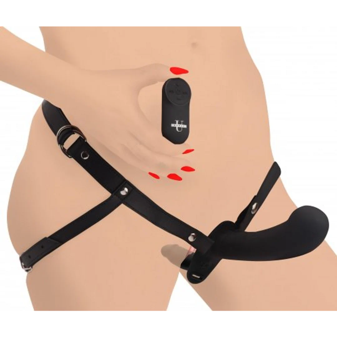 Paarvibrator – Doppeldildo mit Harness und Fernbedienung – XR Brands schwarz XR Brands – Bild 2