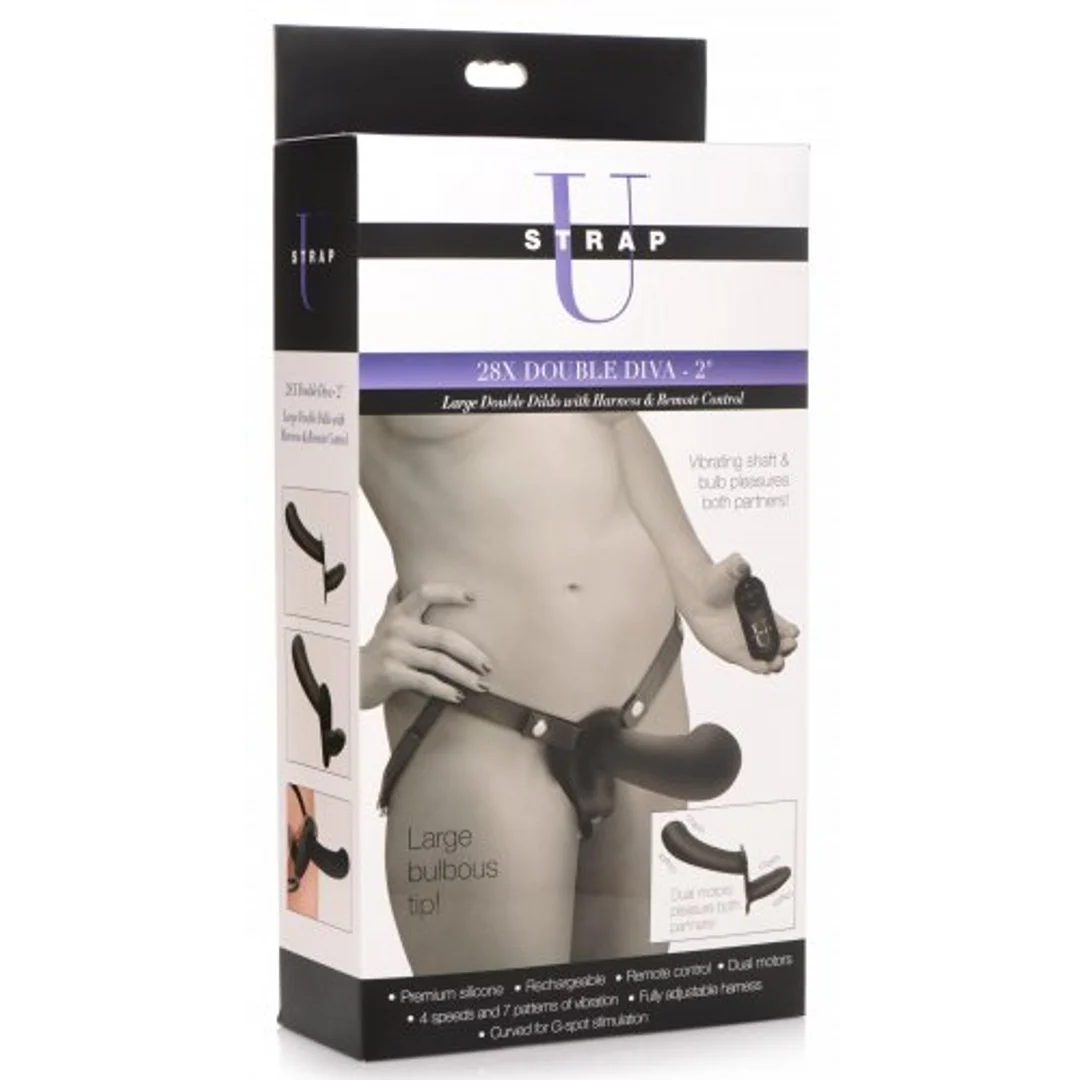 Paarvibrator – Doppeldildo mit Harness und Fernbedienung – XR Brands schwarz XR Brands – Bild 1