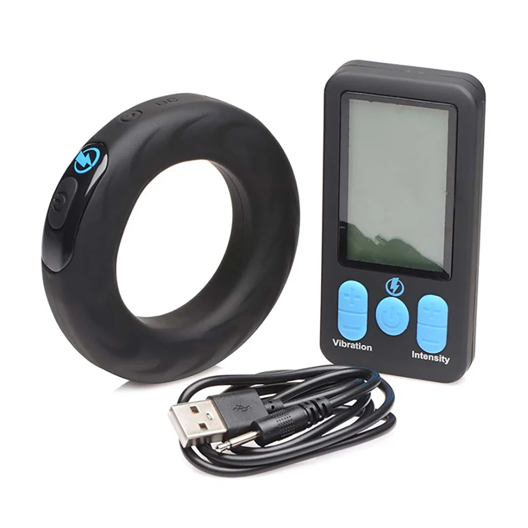 Vibrierender Cockring mit Fernbedienung – vibrierender Silikon Cockring mit E Stim und Fernbedienung – Bild 3