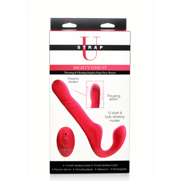 XR Brands Mighty Thrust trägerloser Strap on mit Stoßfunktion und Fernbedienung